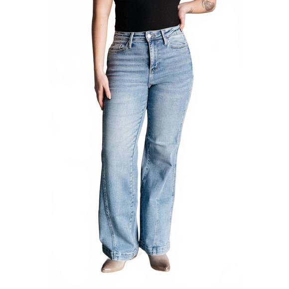 Judy Blue Mid Rise Side Seam Detail Straight Jeans
